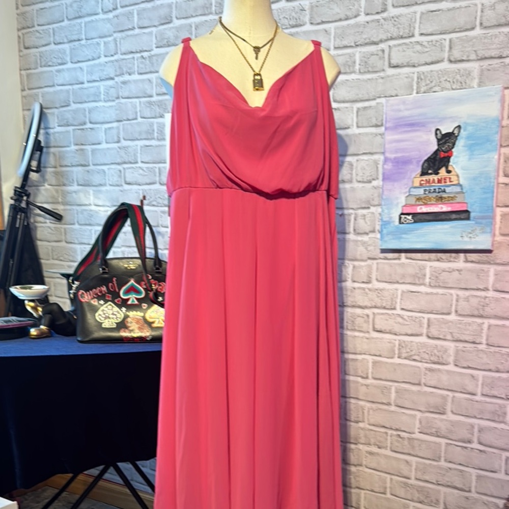 Torrid Pink Coral Cowl Neck Midi Dress 2X NWT Flowy Wedding Guest